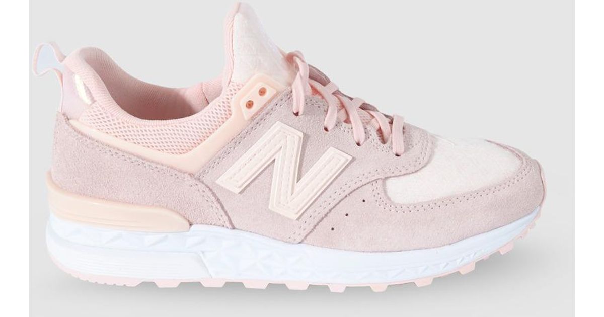 new balance pink 574 v2 suede trainers