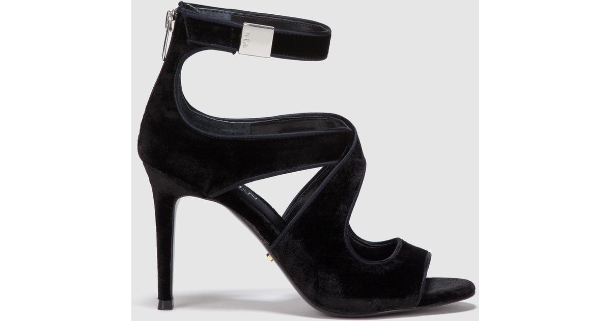 Lauren by Ralph Lauren Black Velvet High heel Sandals Lauren by Ralph Lauren Black Velvet High heel Sandals