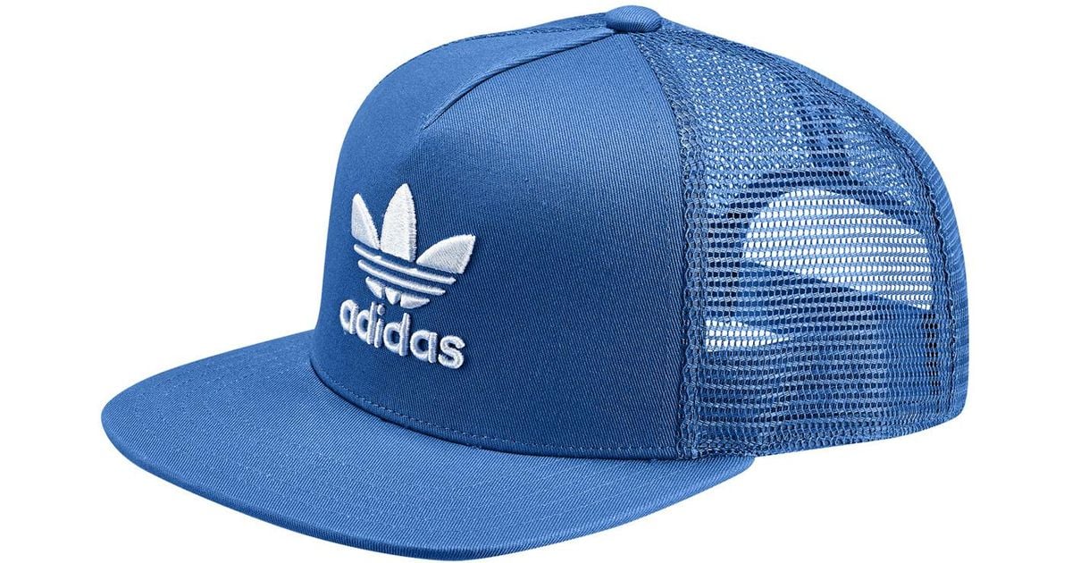adidas trefoil trucker cap blue