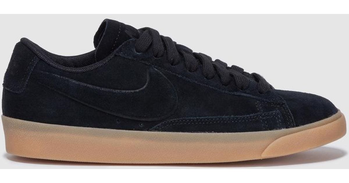 nike blazer low black suede