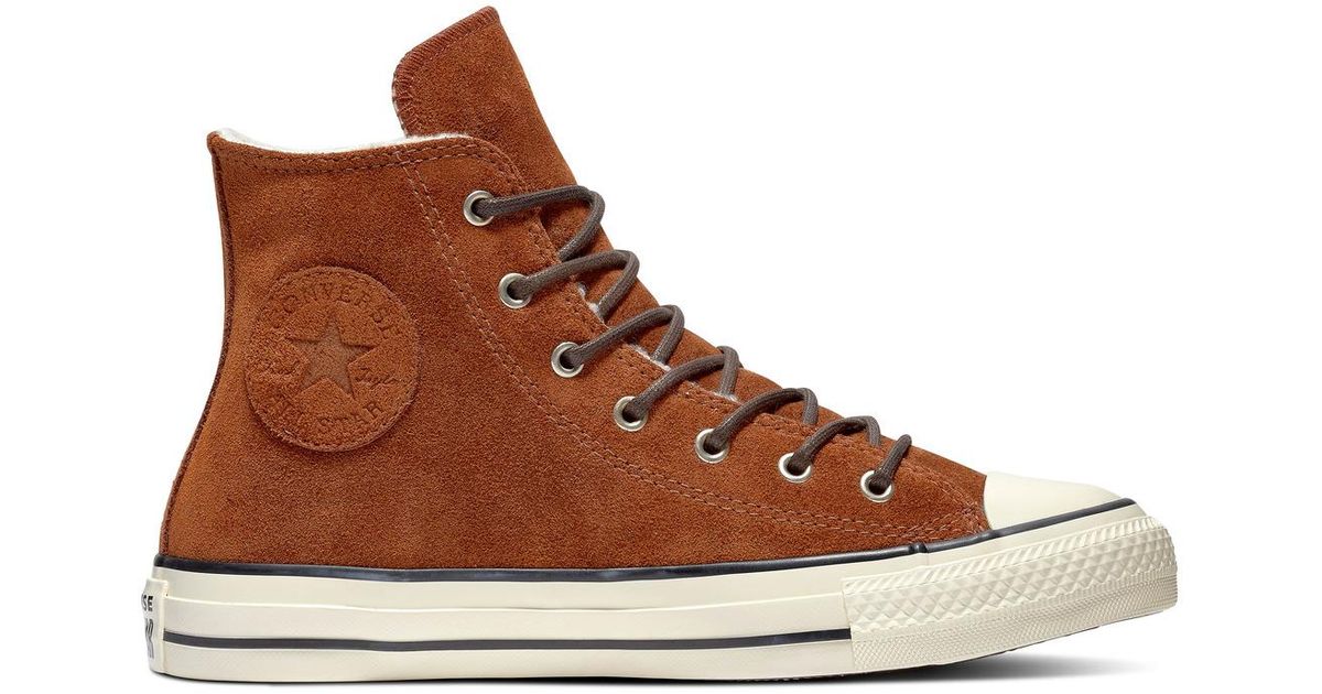 converse brown suede high top trainers