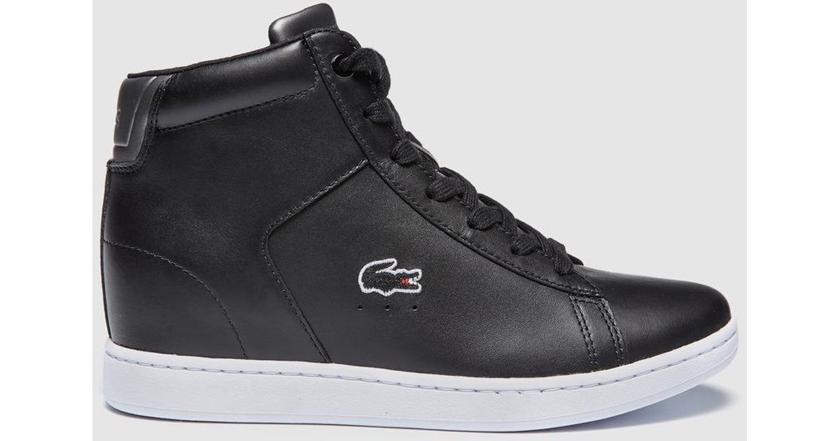 Lacoste Black Leather Wedge Trainers - Lyst