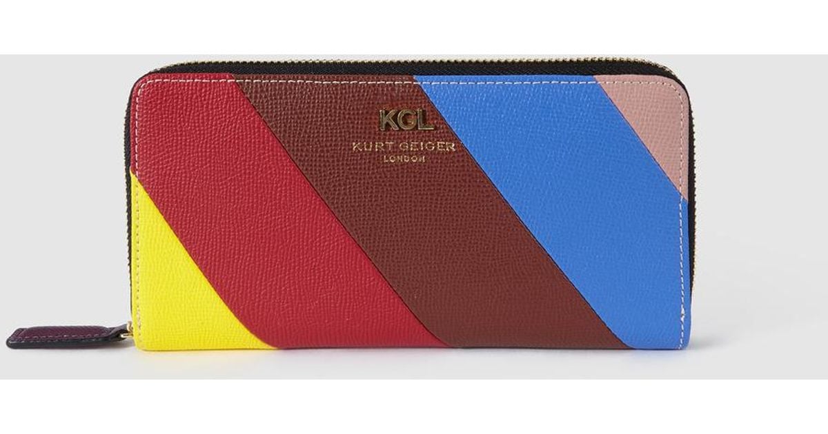 Kurt Geiger Leather Wallet With Multicoloured Angles Stripes - Lyst