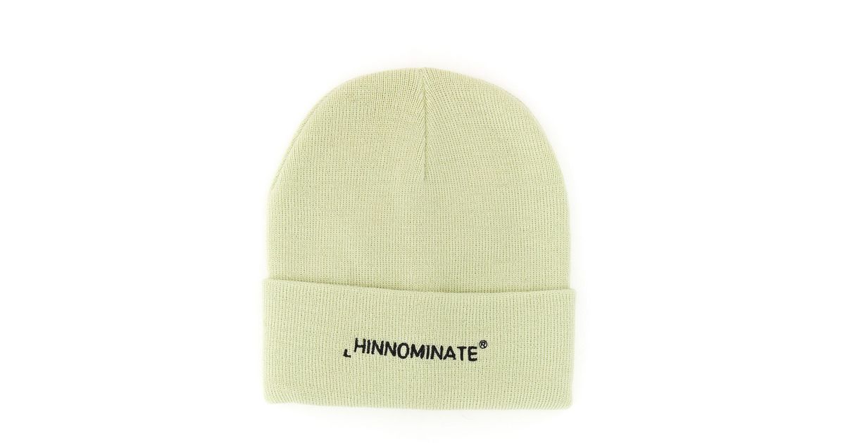 hinnominate Wool Hat With Logo in Yellow | Lyst
