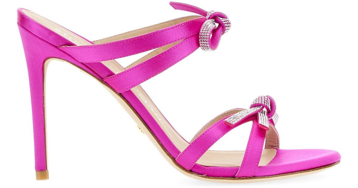 Stuart Weitzman Sandal Slide Sw Bow in Pink | Lyst
