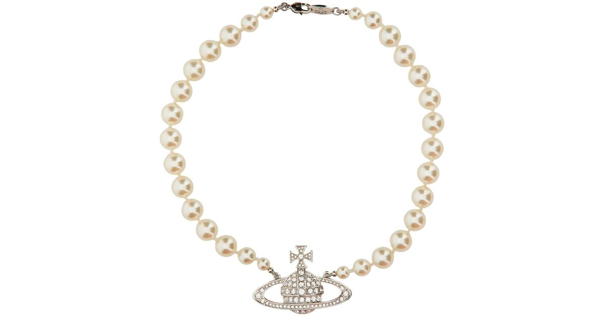 Vivienne Westwood Orb Logo Necklace in White | Lyst UK