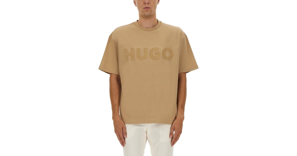 HUGO Oversized Logo T-Shirt in Natural for Men | Lyst UK