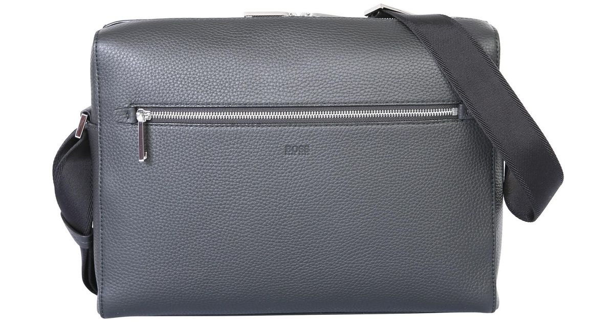 hugo boss leather messenger bag