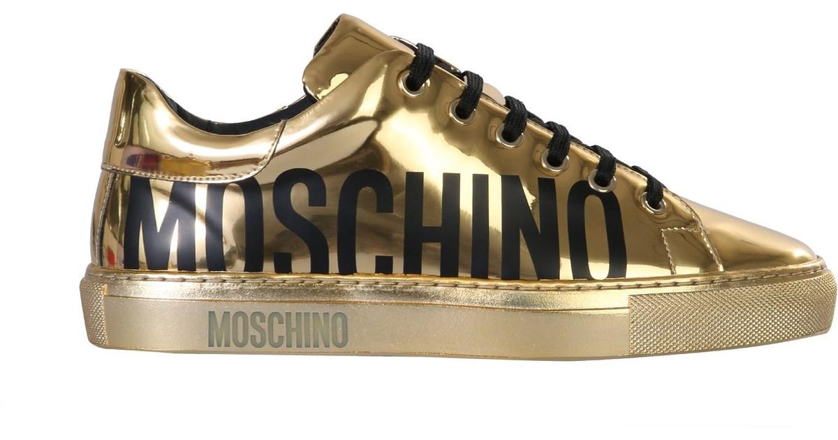 Moschino Lace Sneakers With Logo in Gold (Metallic) Lyst