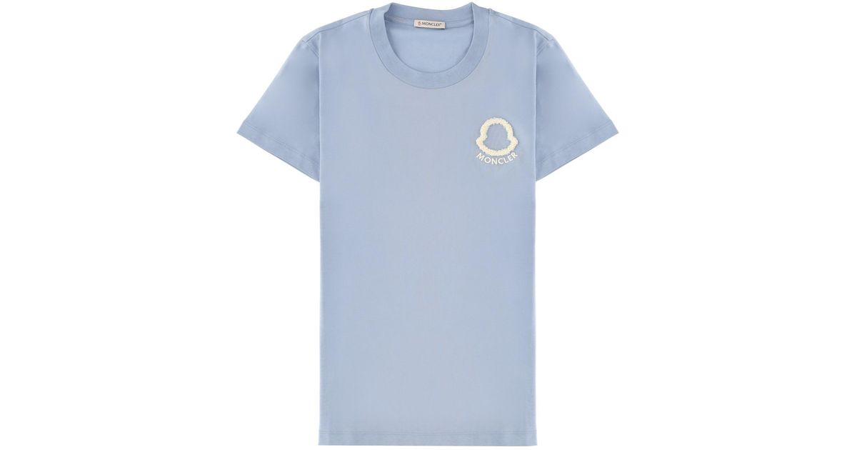 Moncler T-Shirt Con Logo Ricamato in Blue | Lyst UK