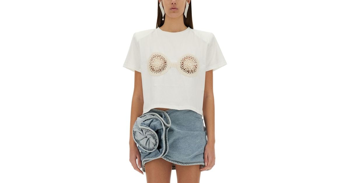 Magda Butrym T-Shirt With Crochet Bra in White | Lyst UK