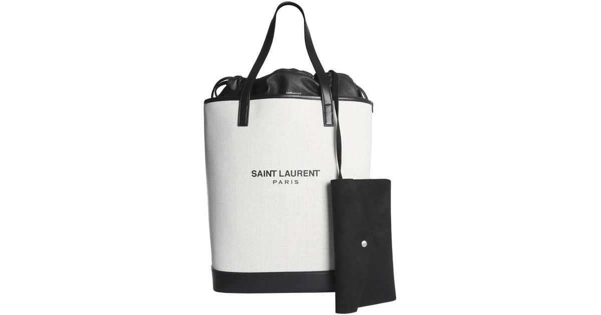 BORSA SHOPPING TEDDY IN LINO E PELLESaint Laurent in Tela di colore Bianco  | Lyst