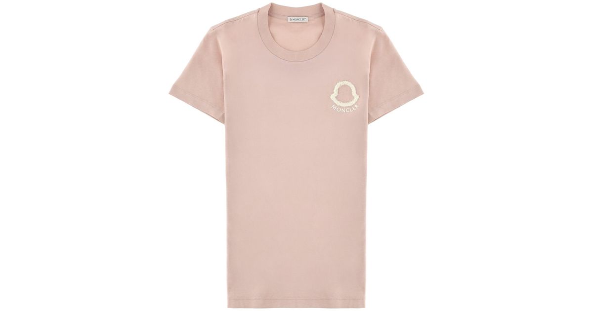 Moncler T-Shirt Con Logo Ricamato in Pink | Lyst
