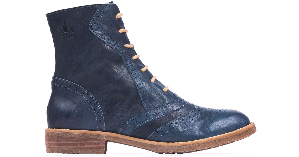Embassy London Leather Brick Lane Boots in Blue Lyst
