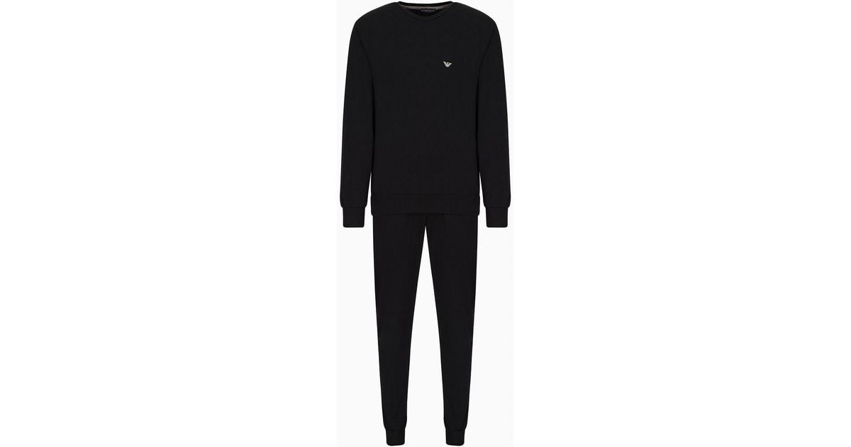 Emporio armani lightweight lounge tracksuit best sale black