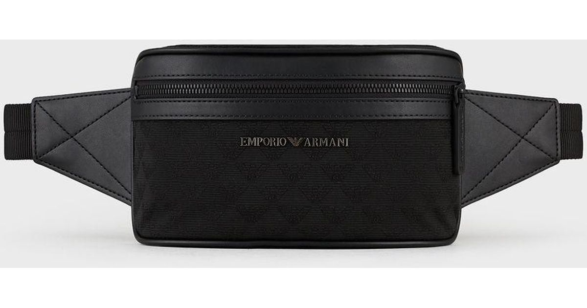 Emporio Armani Synthetic Nylon Belt Bag With Allover Jacquard Eagle in