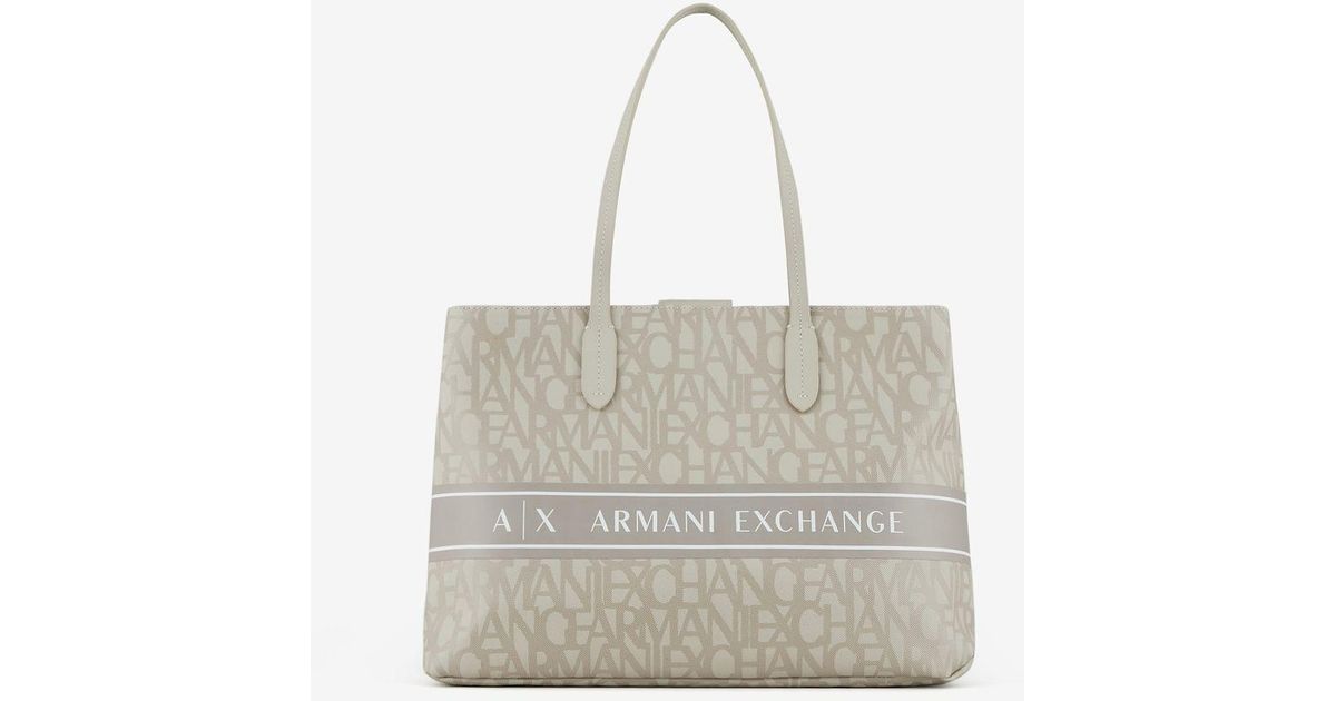 Armani Exchange Canvas Tote Bag With Double Handles in Grey | Lyst UK