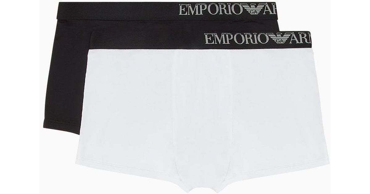 Emporio Armani Asv Soft touch Eco viscose Two pack Of Boxer Briefs in Black for Men Lyst UK