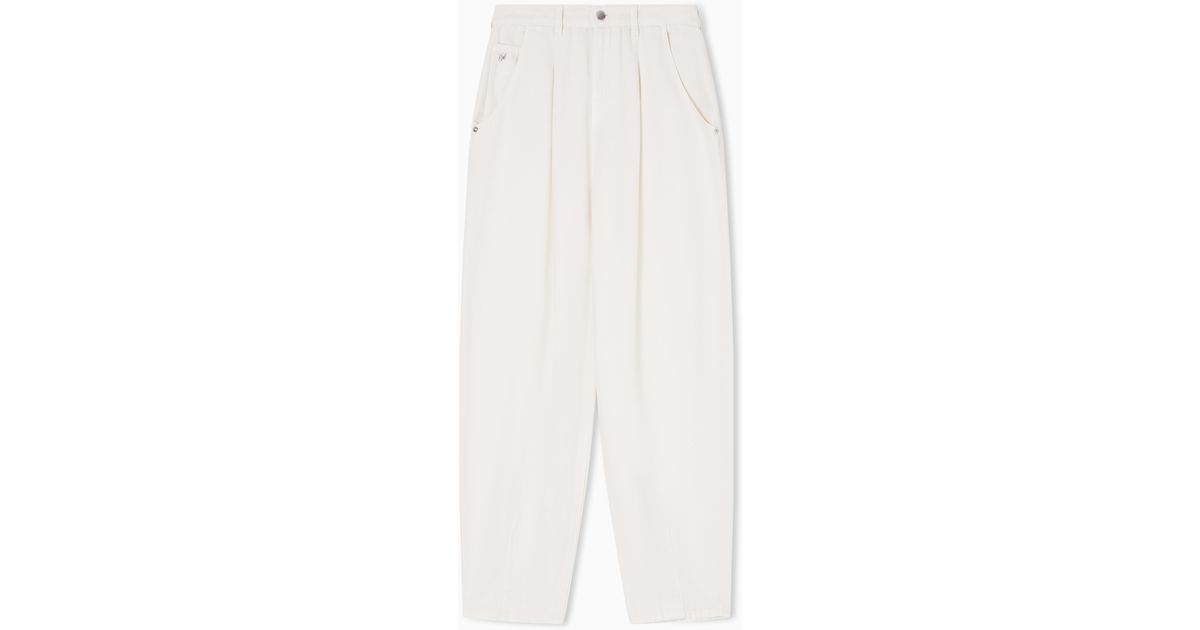 J8h Emporio Armani J8H Relaxed-Fit Garment-Dyed Lyocell Trousers in White ...