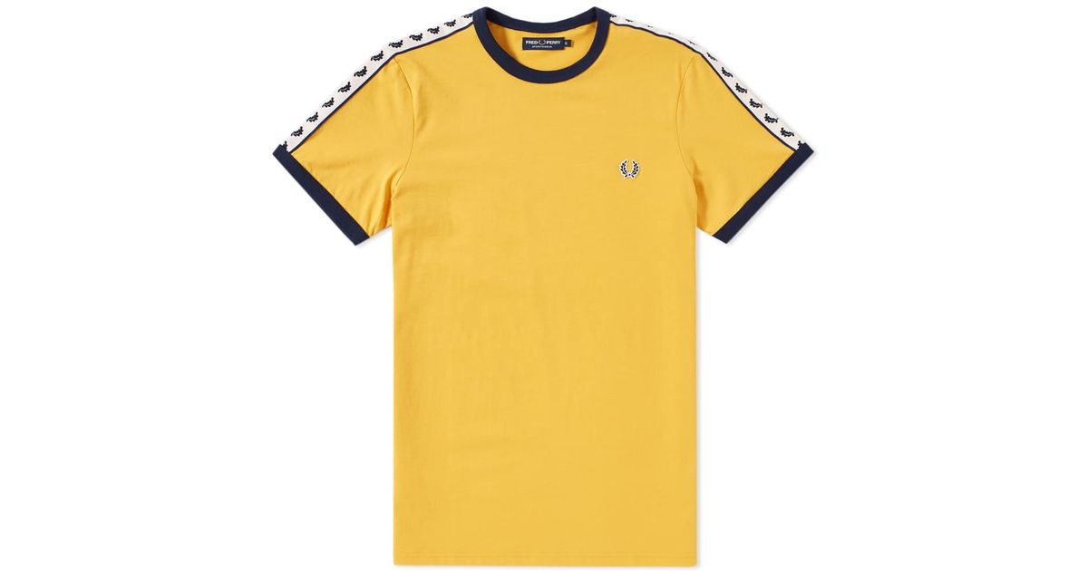 fred perry taped ringer t shirt yellow