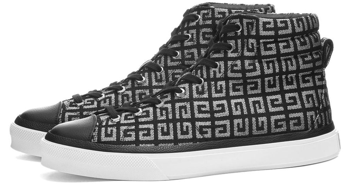 Givenchy Canvas City High Top Jacquard Sneakers in Black/Silver (Black ...