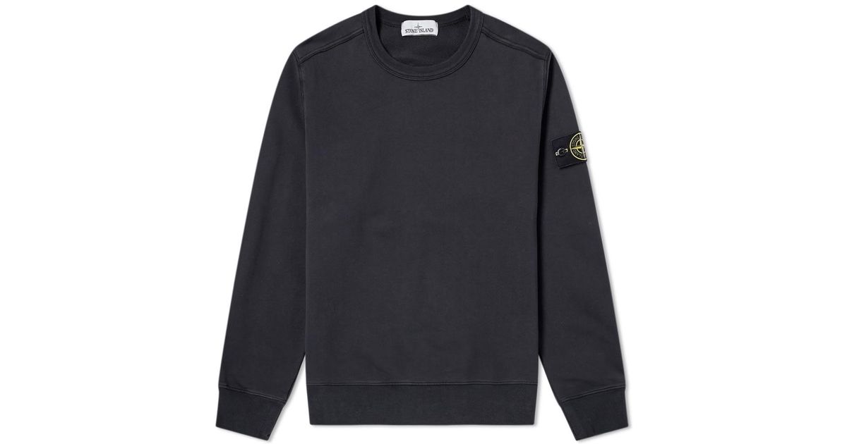 stone island garment dyed crew sweat black