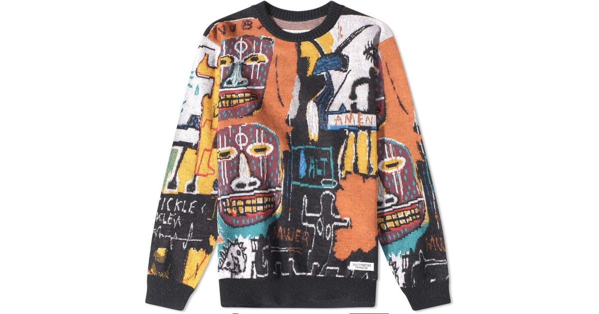 Wacko Maria Jean-michel Basquiat Crew Knit in Blue for Men | Lyst