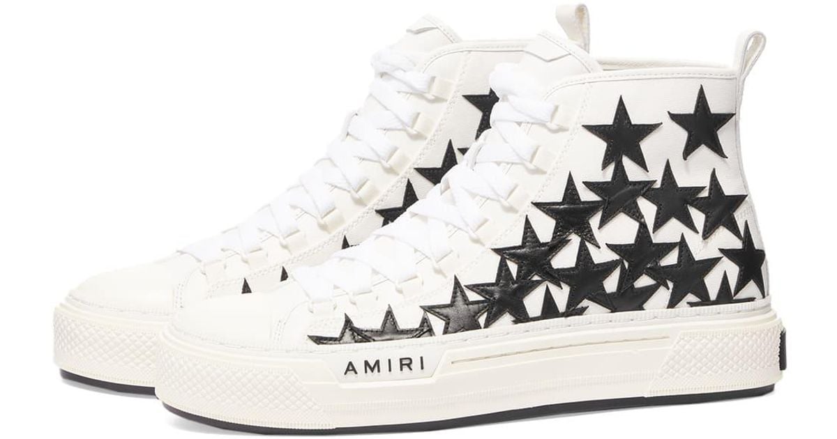 Amiri Canvas Stars Court Hi-top Sneakers in White/Black (White) for Men