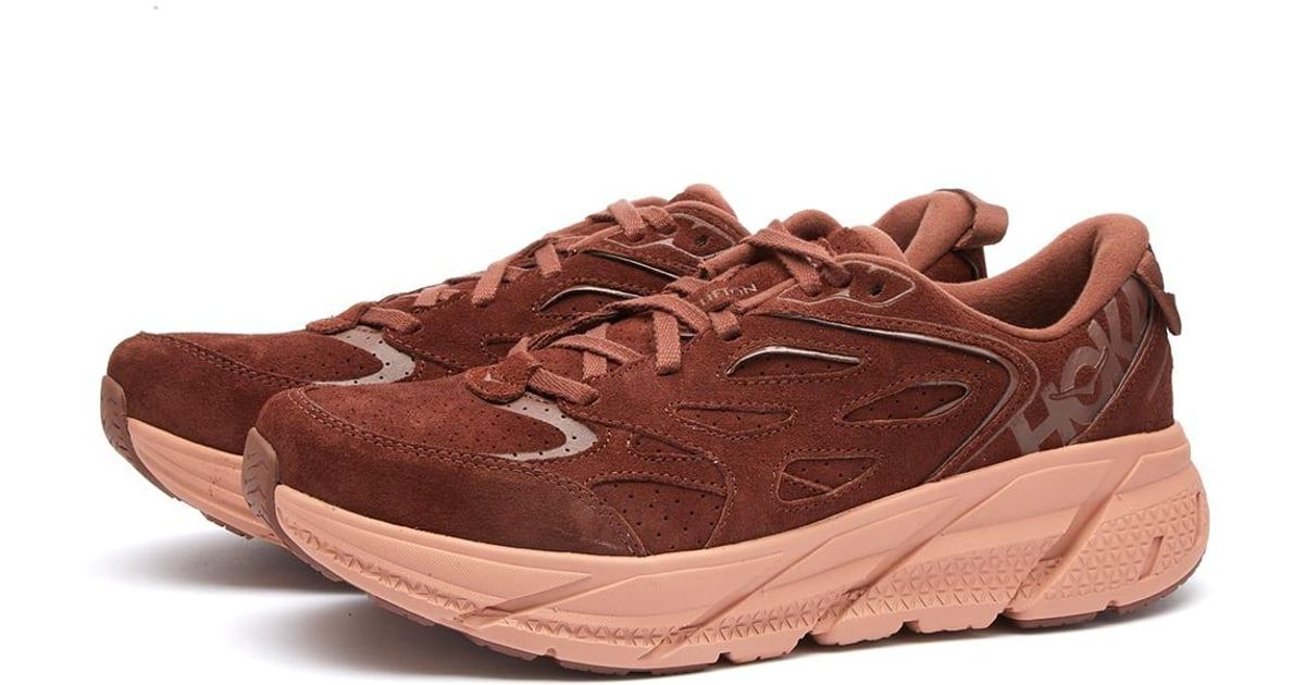 Hoka One One U Clifton L Suede Sneakers in Brown for Men | Lyst