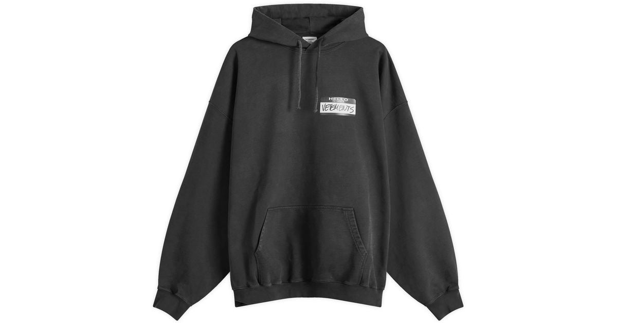 トップス VETEMENTS Hello my name is Hoodie Black 'My Name Is Vetements' Hoodie by VETEMENTS on Sale