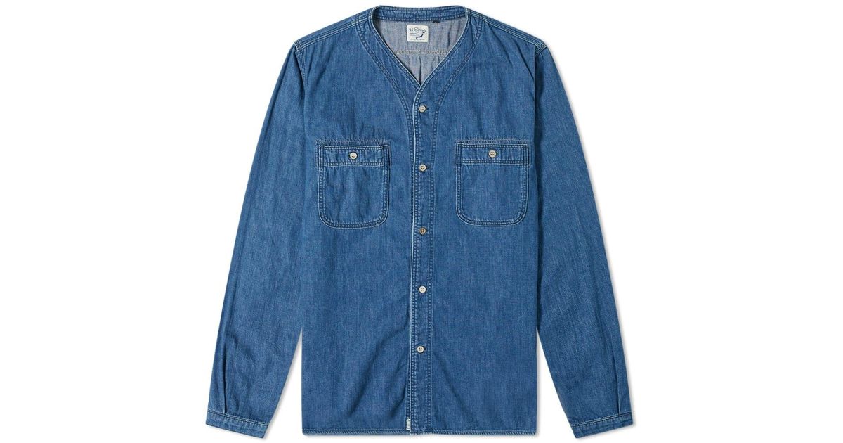 orslow no collar denim shirt