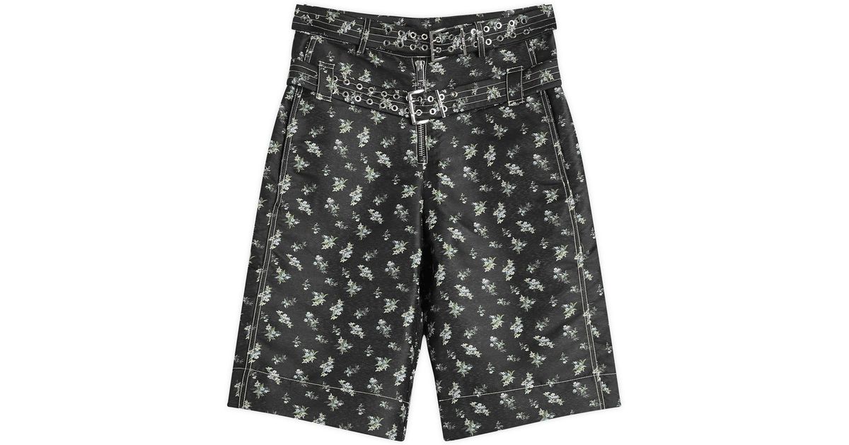 パンツ GANNI Floral Jacquard Shorts Ganni Floral Jacquard Long Shorts in Gray | Lyst