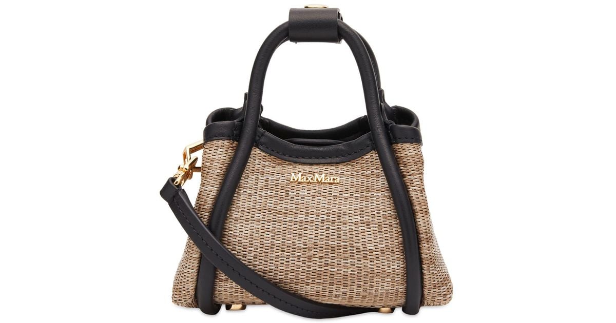 【送料&関税込】Max Mara Marine Mini Handbag Max Mara Mini Marine Straw Bag in Black | Lyst
