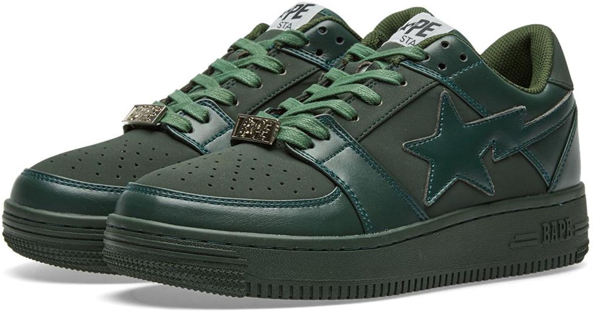 A Bathing Ape Leather Bape Sta in Green 