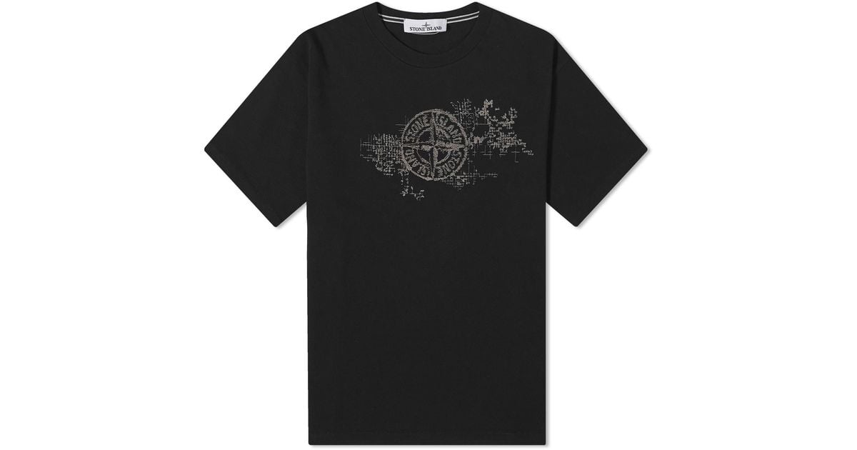 Stone Island Camo Three Badge Print T-Shirt in Black for Men Lyst
