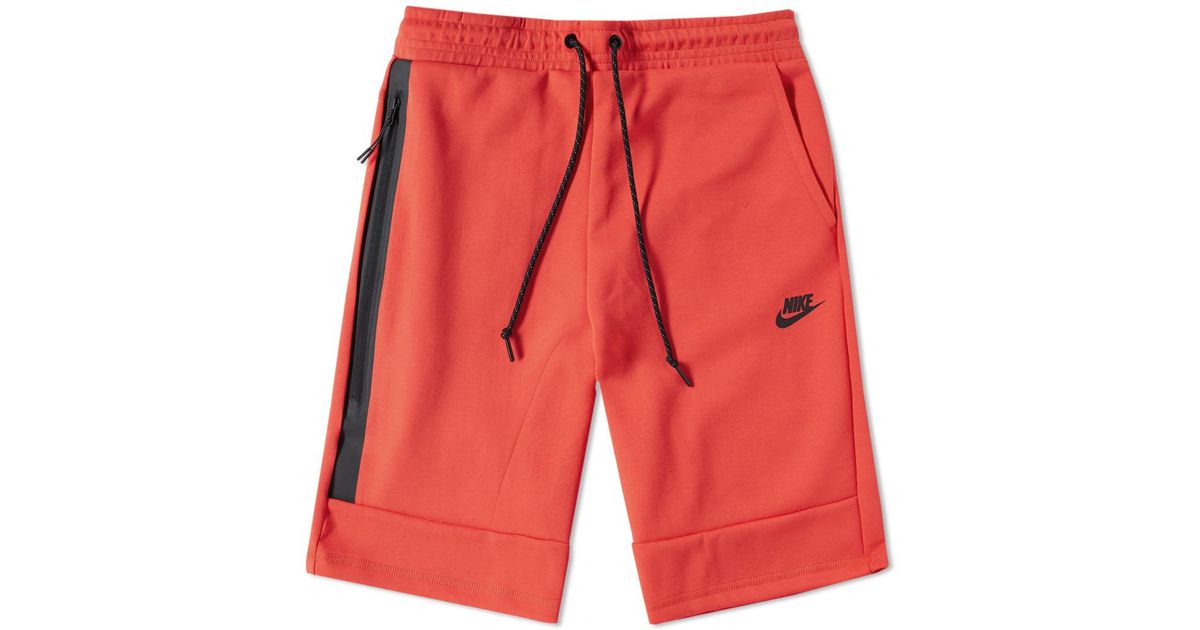 mens red nike fleece shorts