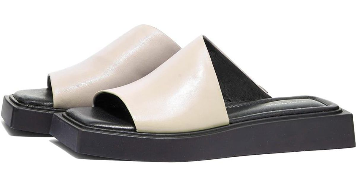 Vagabond Shoemakers Leather Evy Asymetric Slider Sandal in White | Lyst UK