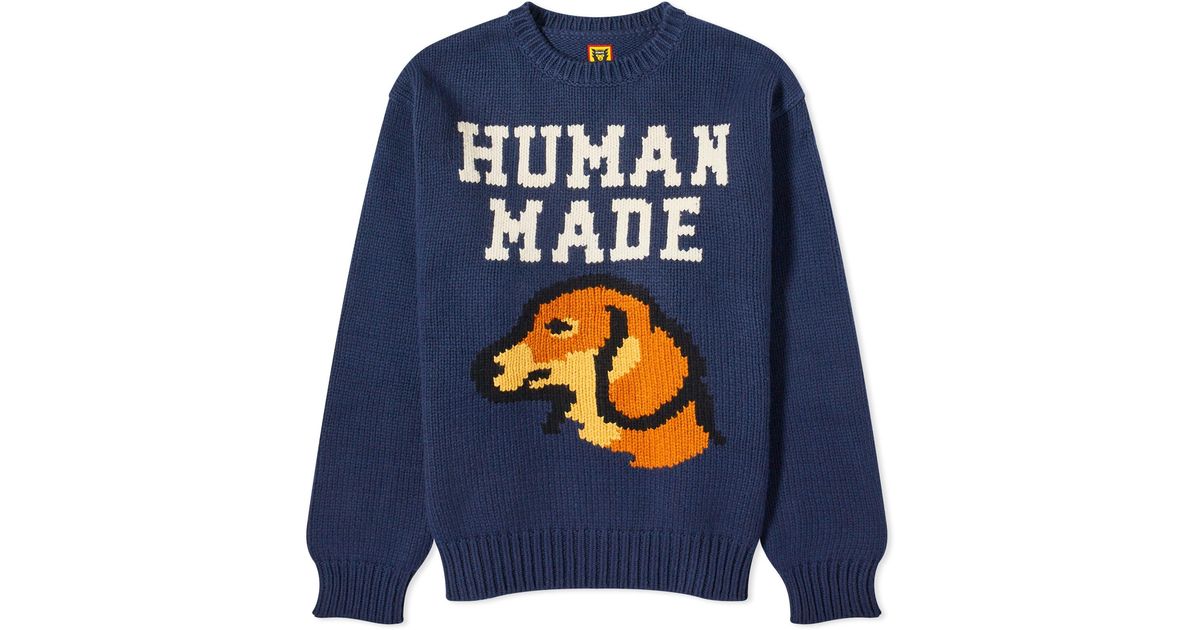 Human Made Dachs Knit Sweater in Blue for Men | Lyst Human Made Dachs Knit Sweater in Blue for Men | Lyst