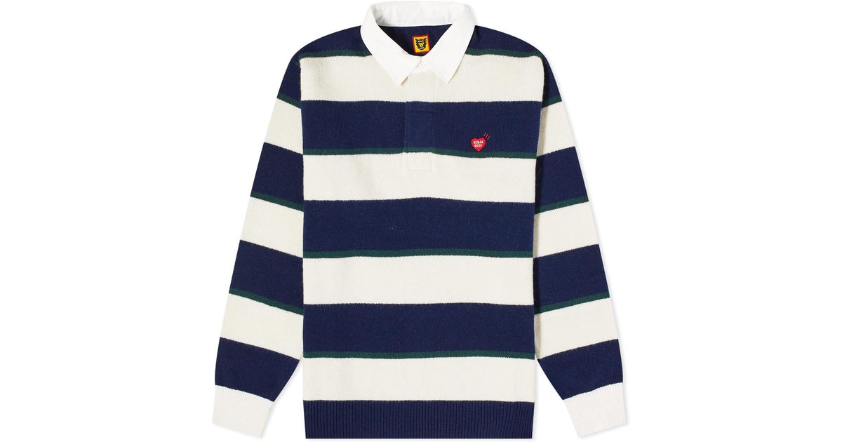 HUMANMADE RUGBY KNIT SWEATER - NAVY / M