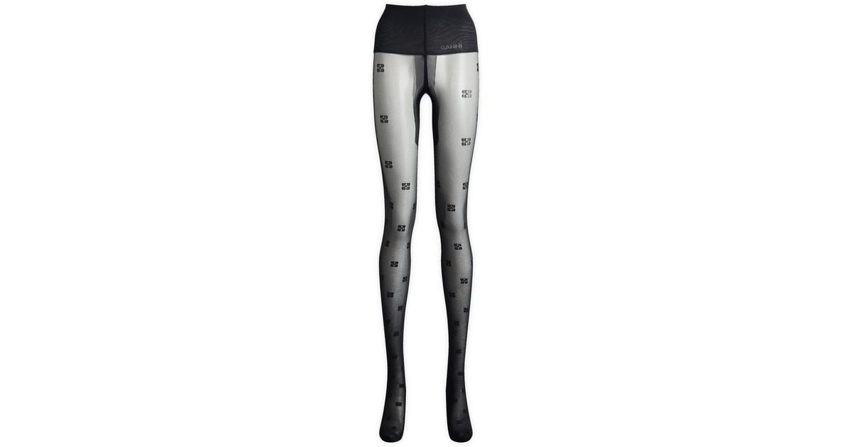 Ganni Butterfly Lace Tights in Blue | Lyst UK