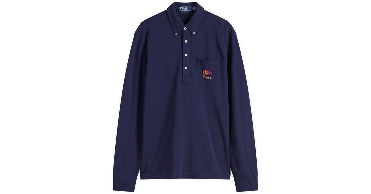 Polo Ralph Lauren Classic Fit Long Sleeve Polo Shirt in Blue for Men ...