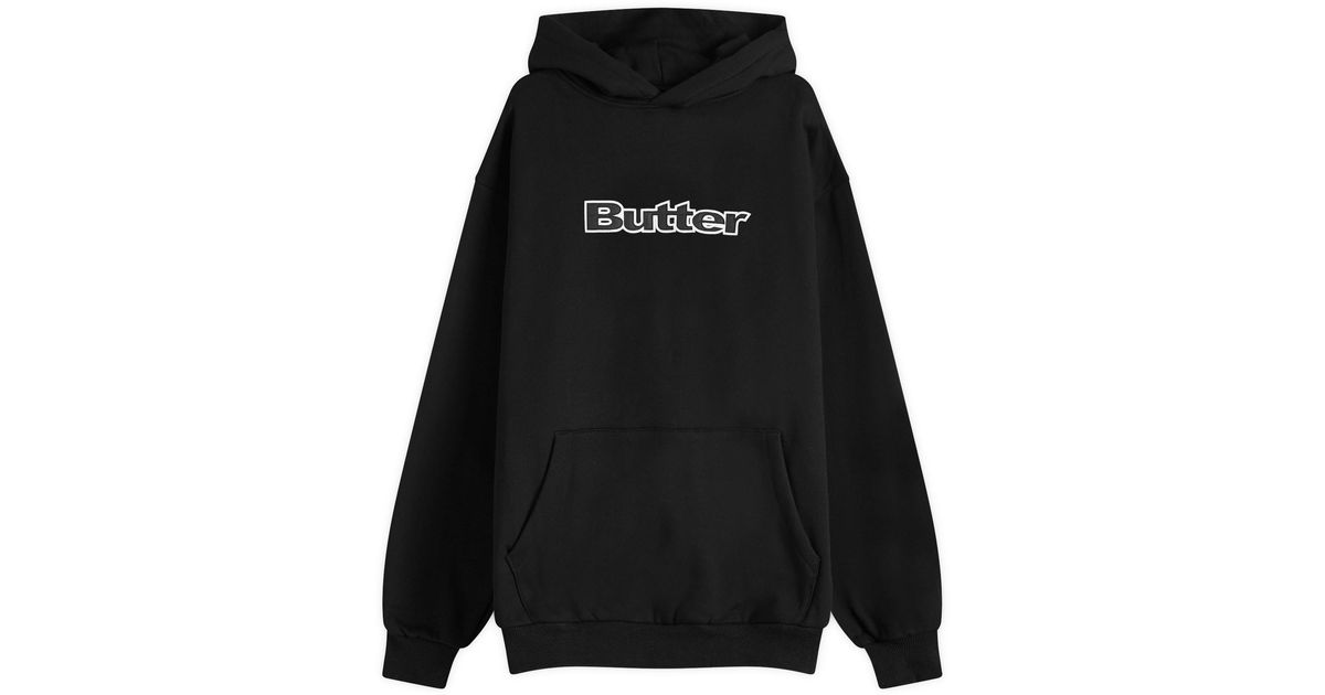【BUTTER GOODS】 Satin Logo Applique Pullover Hood, Black Satin Logo Applique Pullover Hood, Black – Butter Goods USA