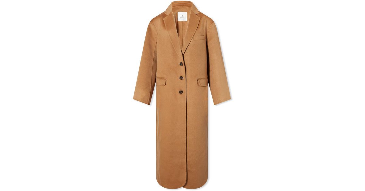 Anine Bing Quinn Cashmere Coat in Brown Lyst