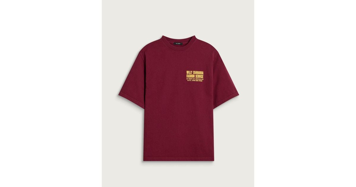Willy Chavarria Fashion Services Standard T- T-Shirt in Red for Men | Lyst