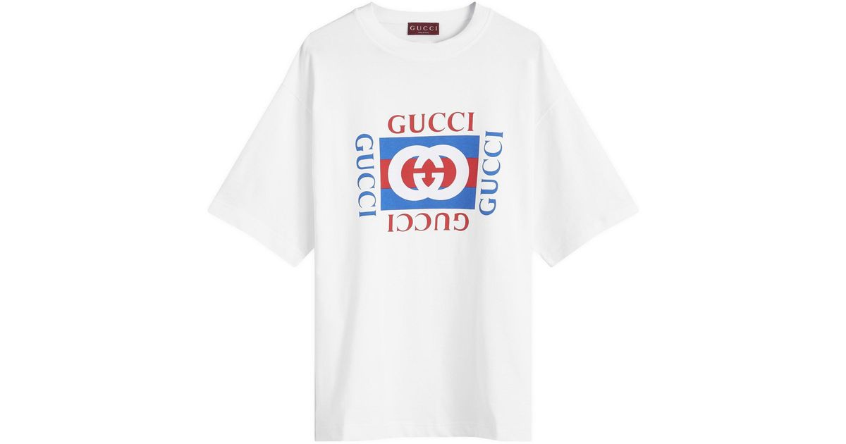 Gucci Interlocking Box Logo T-Shirt in White for Men | Lyst