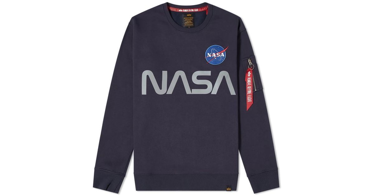 alpha industries nasa reflective crew sweat