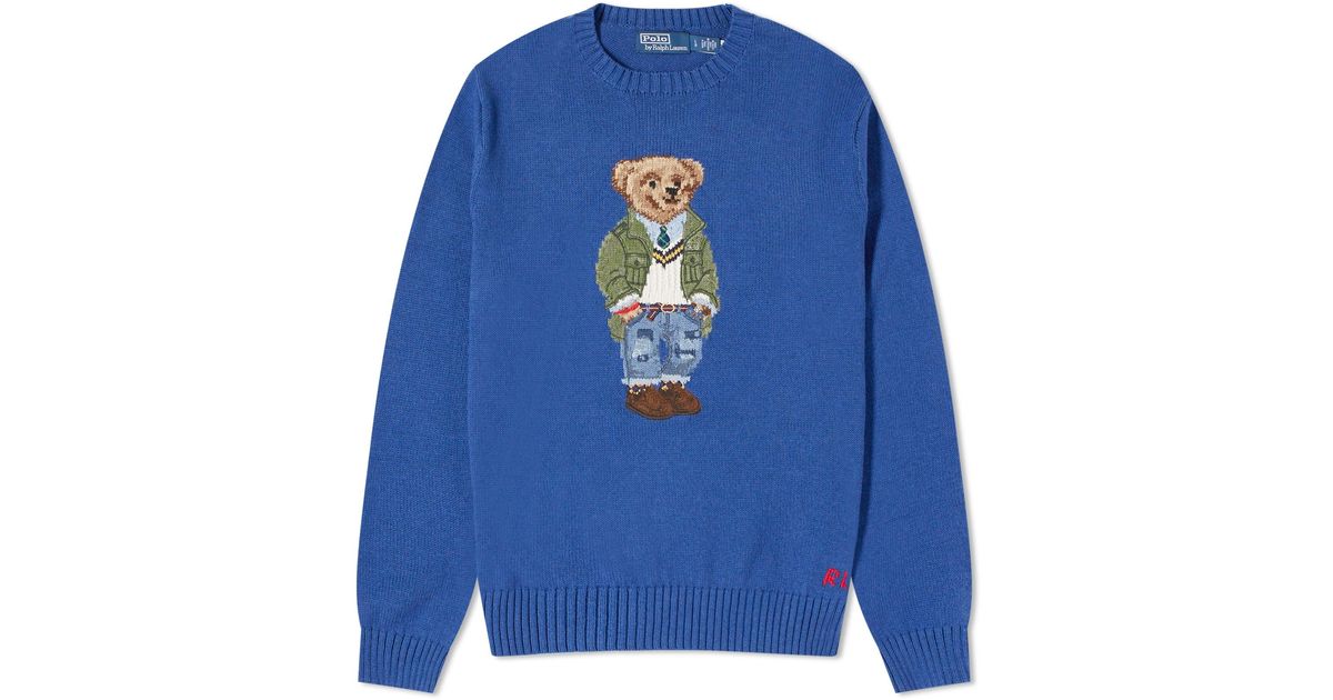 Polo Ralph Lauren Preppy Bear Crew Jumper in Blue for Men | Lyst