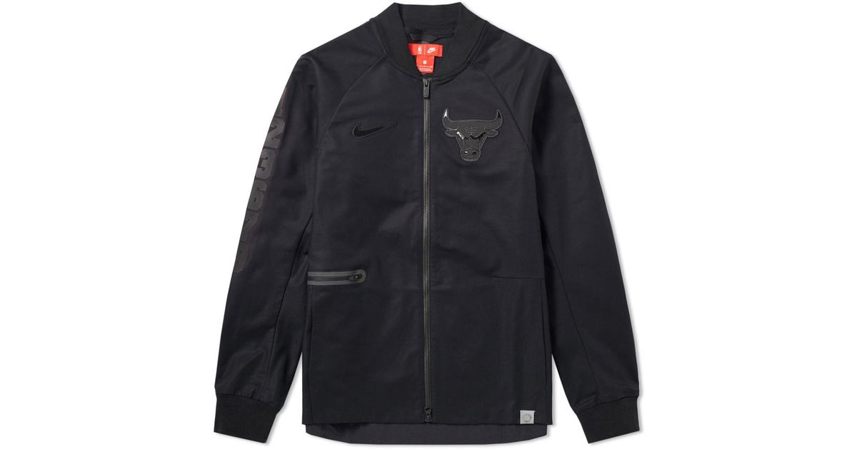 Nike Black Chicago Bulls Modern Varsity Jacket For Men