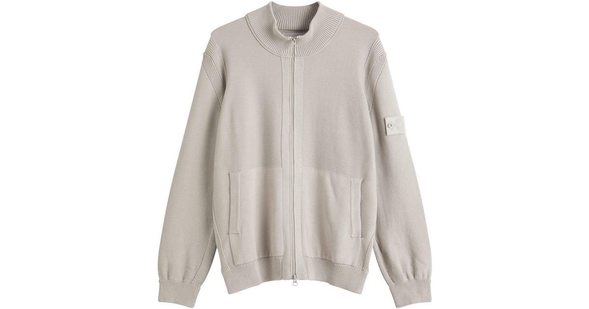Stone Island Ghost Piece Cotton Cashmere Zip Cardigan in Gray for
