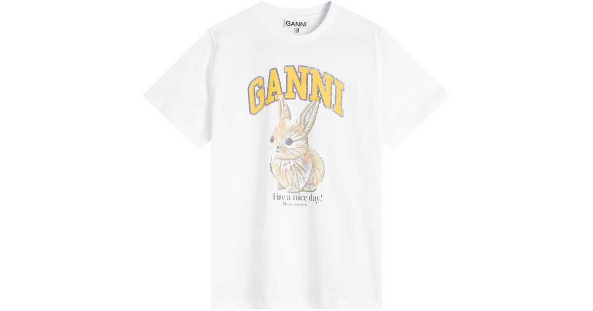 [GANNI]★Basic Jersey Baby Bunny Relaxed T Shirt Ganni Basic Jersey Baby Bun Relaxed T-shirt White | BSTN Store